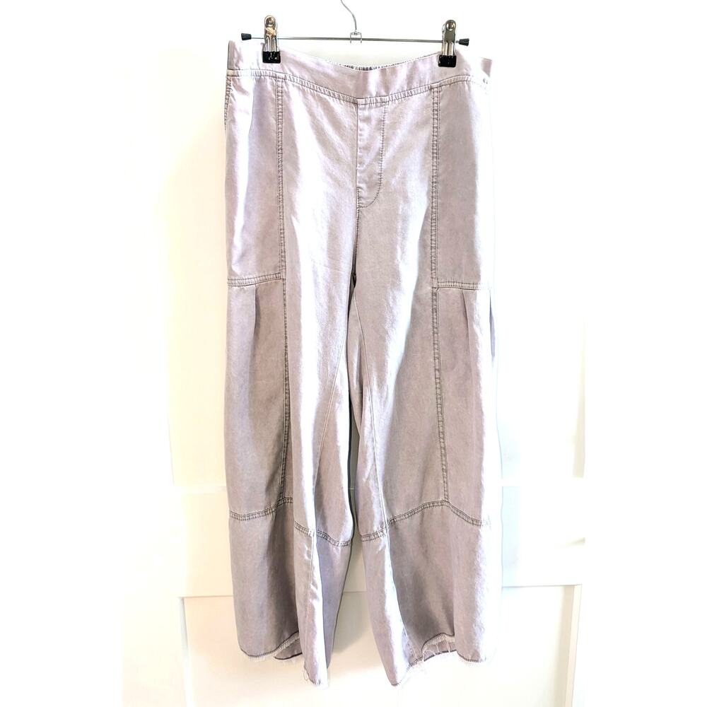 XCVI Pull-On Wide Leg Cropped Raw Edge Hem Pants Gray Size Large style 22128 - Picture 2 of 7